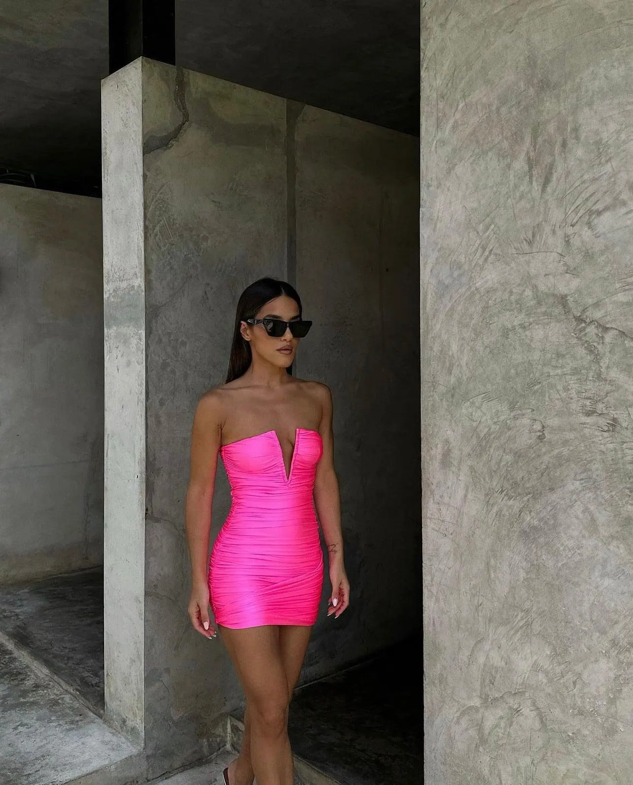 Malaya Mini Dress - Neon Pink