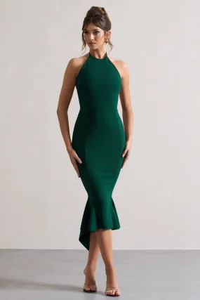 Maluma | Bottle Green Halter-neck midi dress