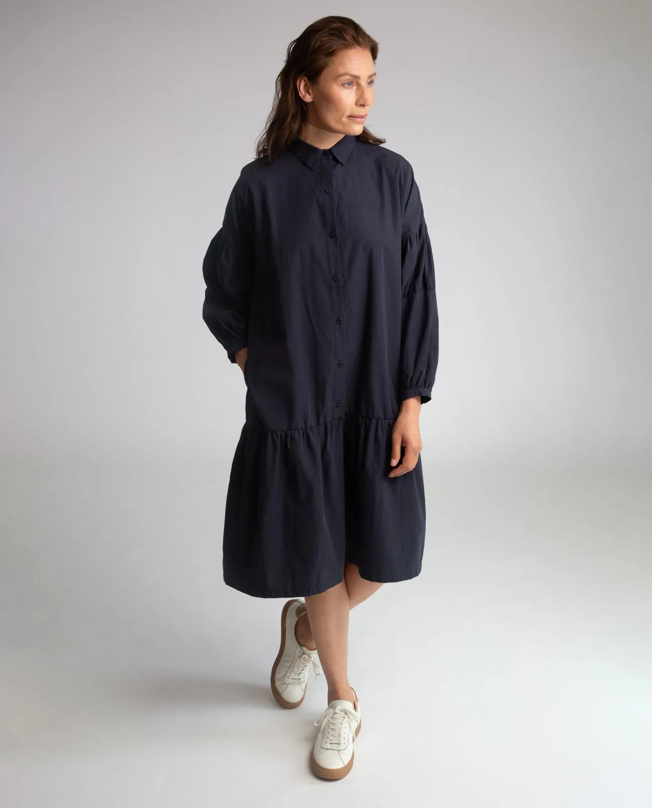 Meg Organic Cotton Dress In Navy