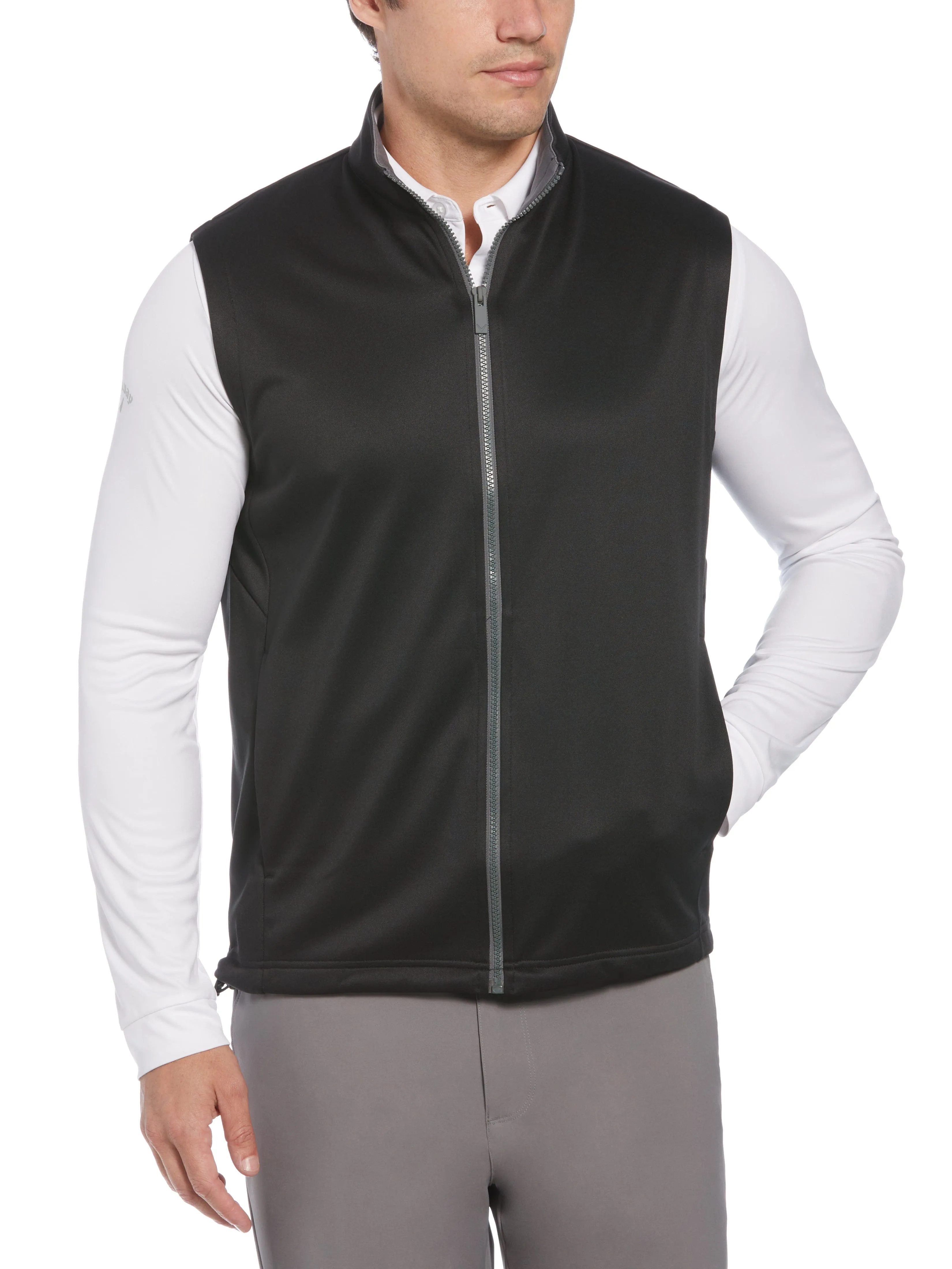 Mens Full Zip Chevron Back Golf Vest