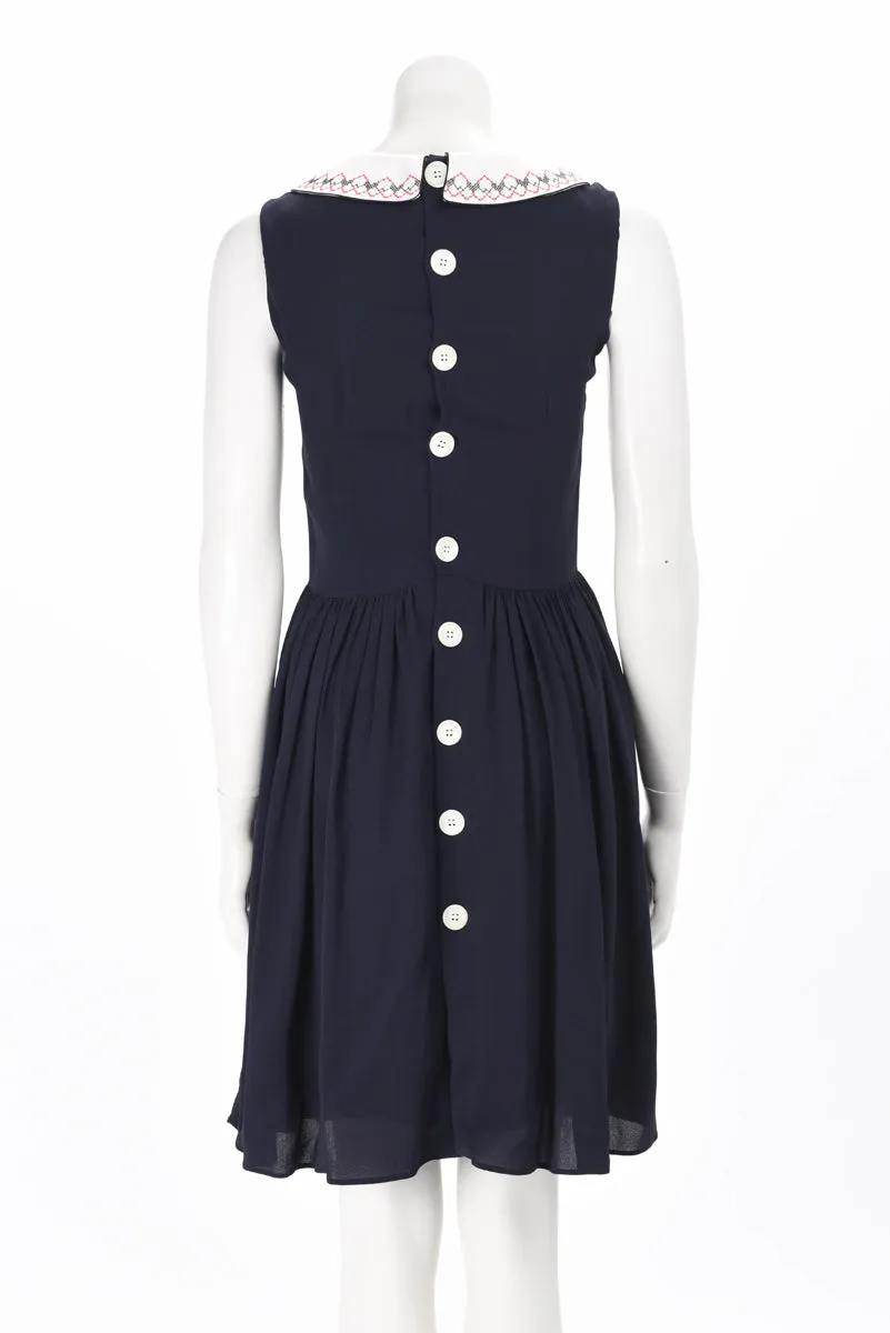 Miu Miu Navy Embroidered Dress IT 36