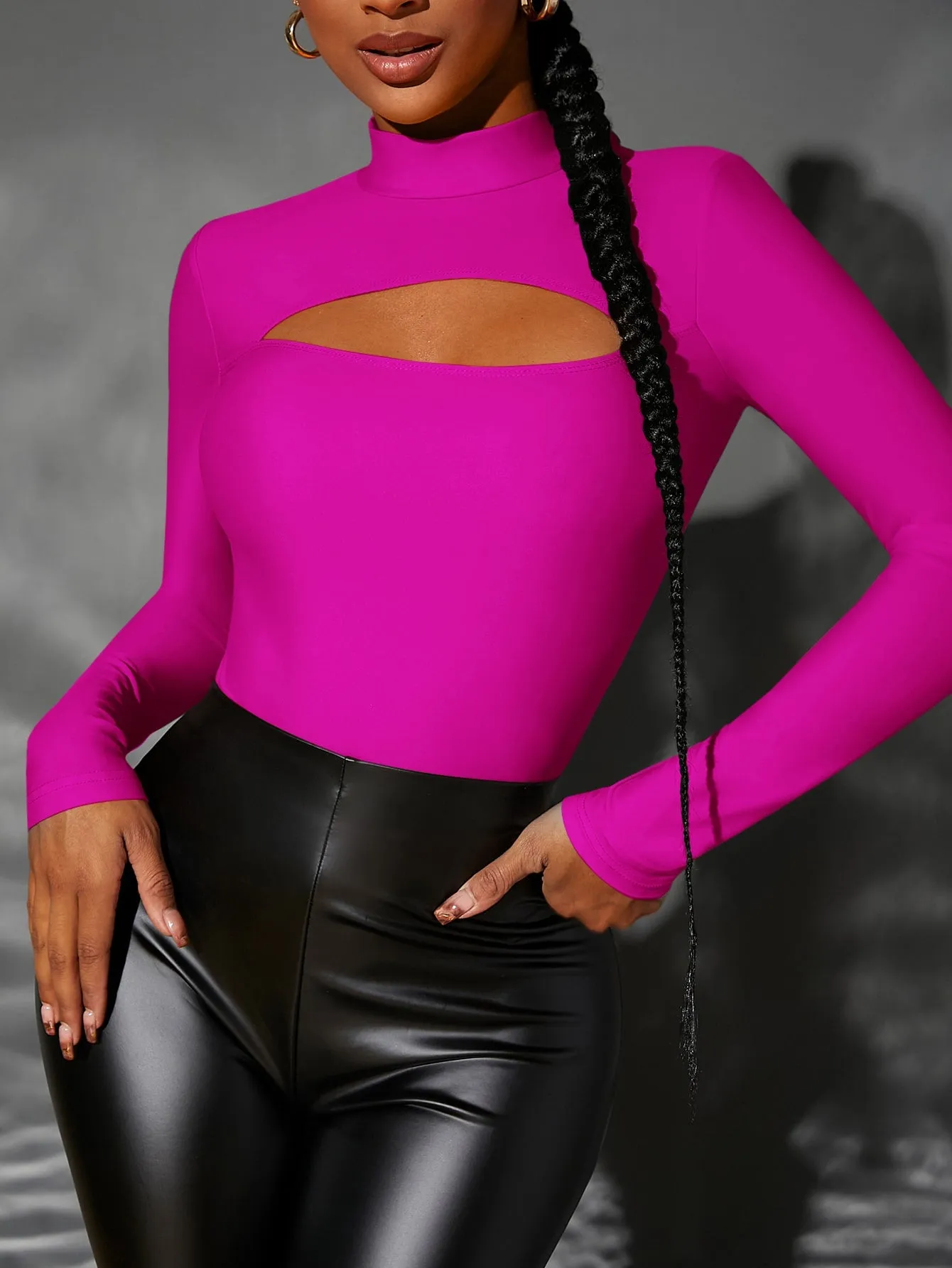 Mock Neck Cut Out Bodysuit