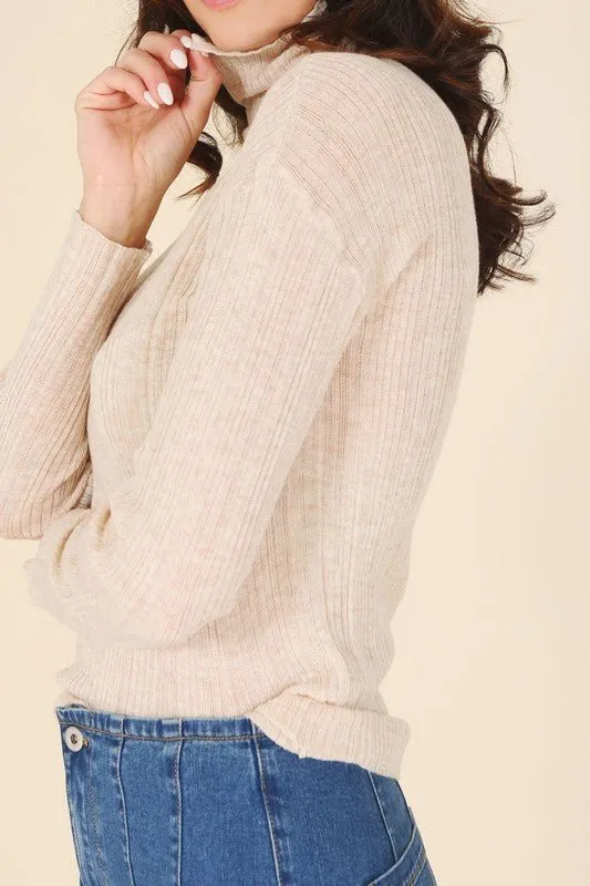 Mock Neck Knit Sweater Top