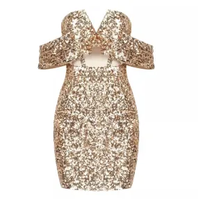 Off Shoulder Sequined Mini Dress