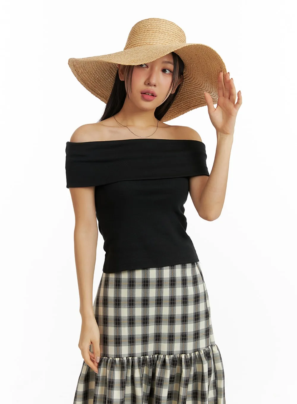 Off-Shoulder Short Sleeve Top IM404