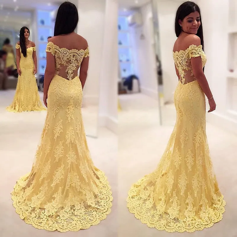 Off Shoulder Sweetheart Mermaid Prom Dresses Lace Formal Party Dresses