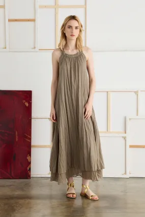 Pleated Midi Dress Cotton Garment-Dyed 10D0 7504