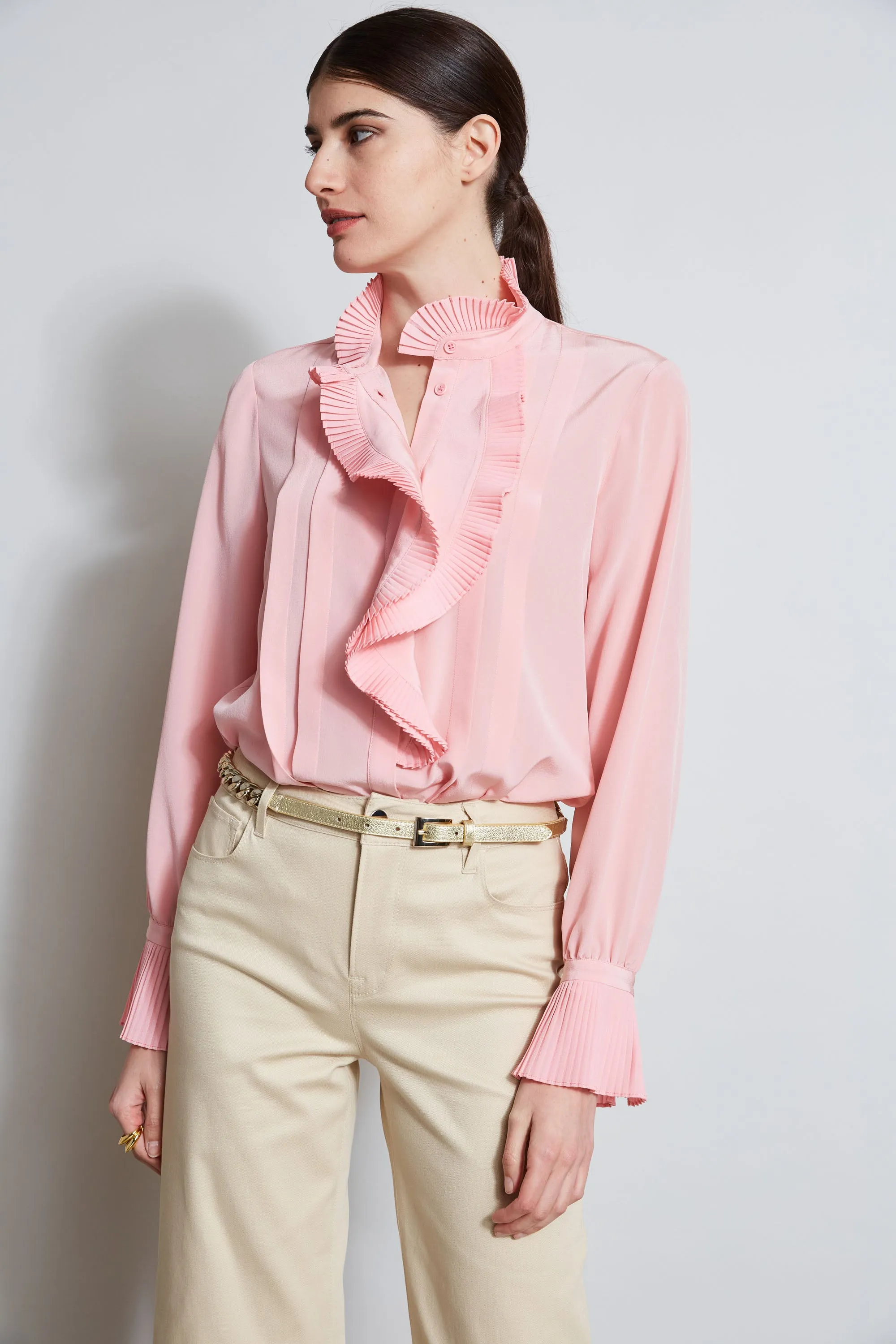 Pleated Silk Shirt