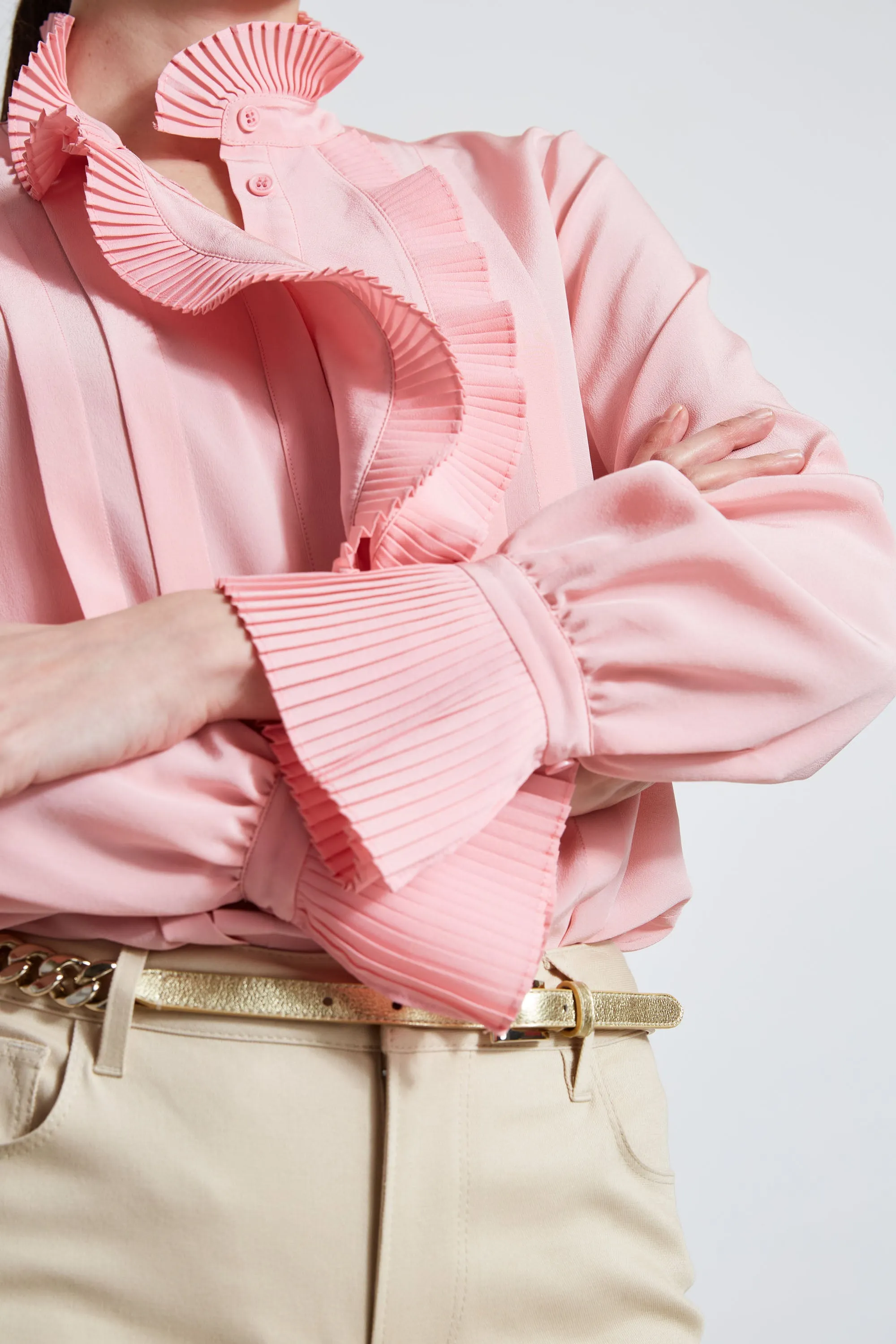 Pleated Silk Shirt