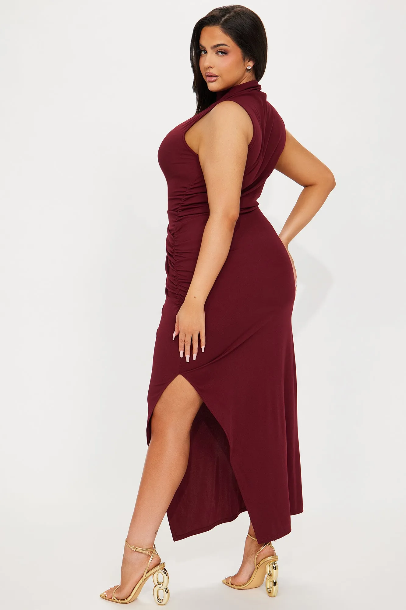 Ravyn Ruched Maxi Dress - Wine