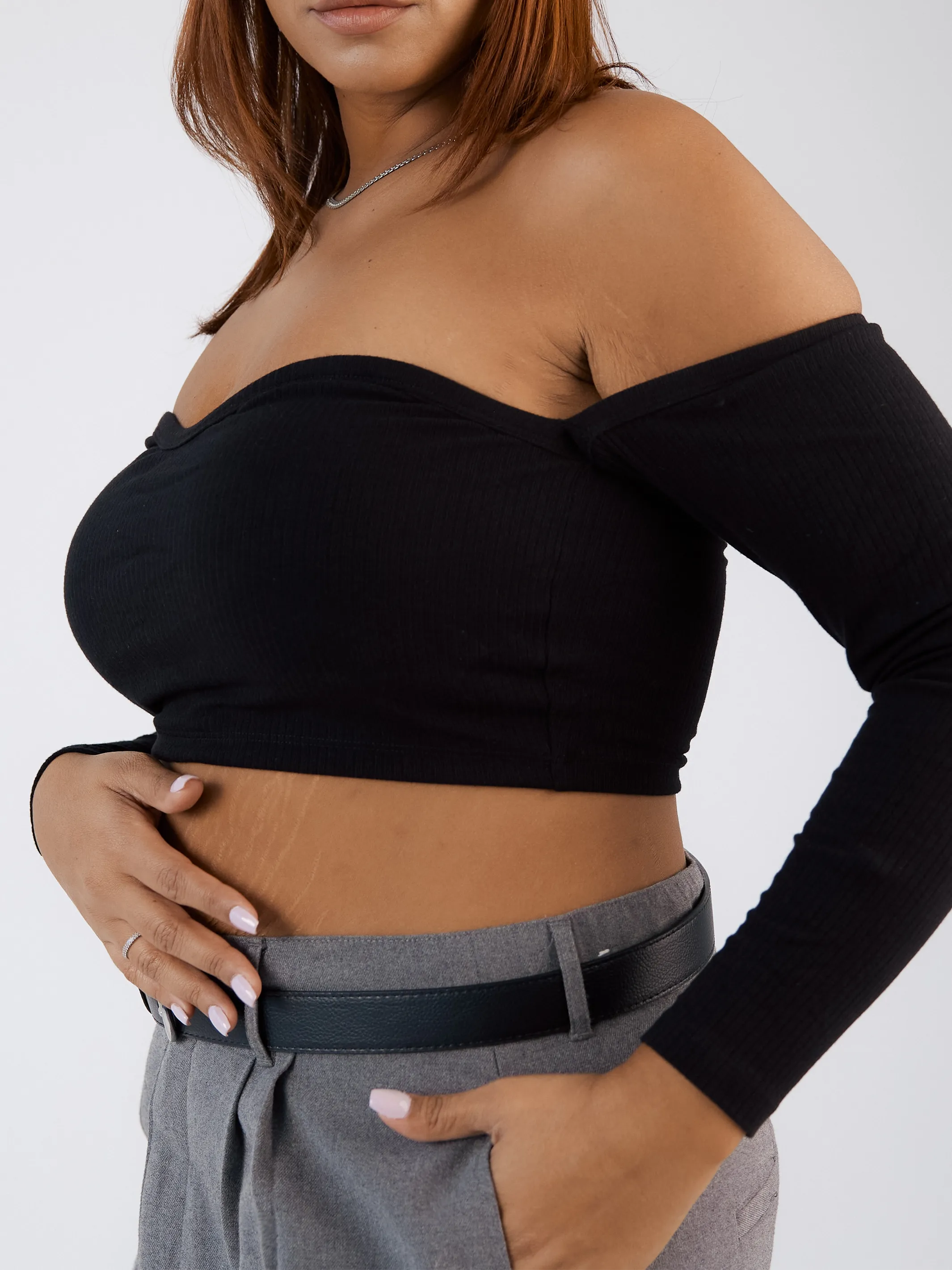 Ribbed Long Sleeve Tube Top Brami