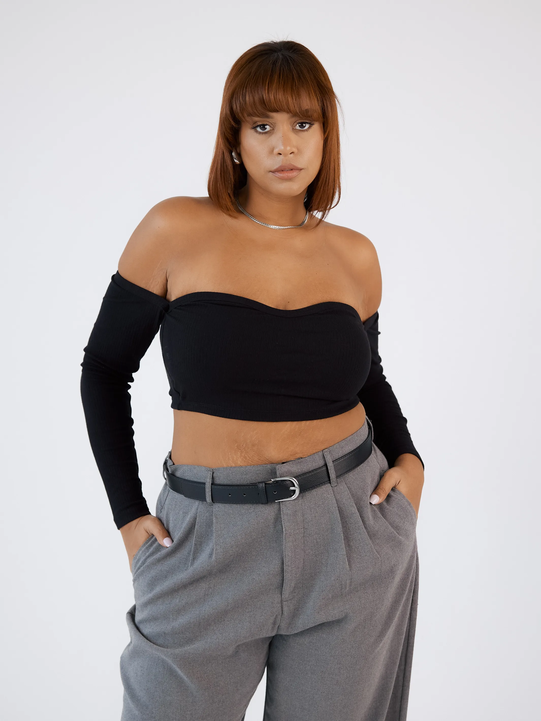 Ribbed Long Sleeve Tube Top Brami