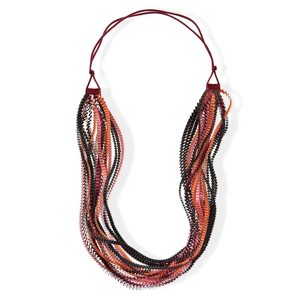 Satin Pleated Necklace Neos Orange Black Burgundy Pink NEOS-n 403