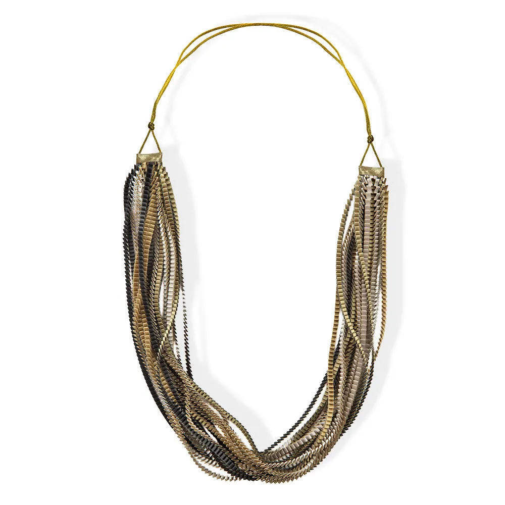 Satin Pleated Necklace Neos Silver Black Gold Neos-n-406