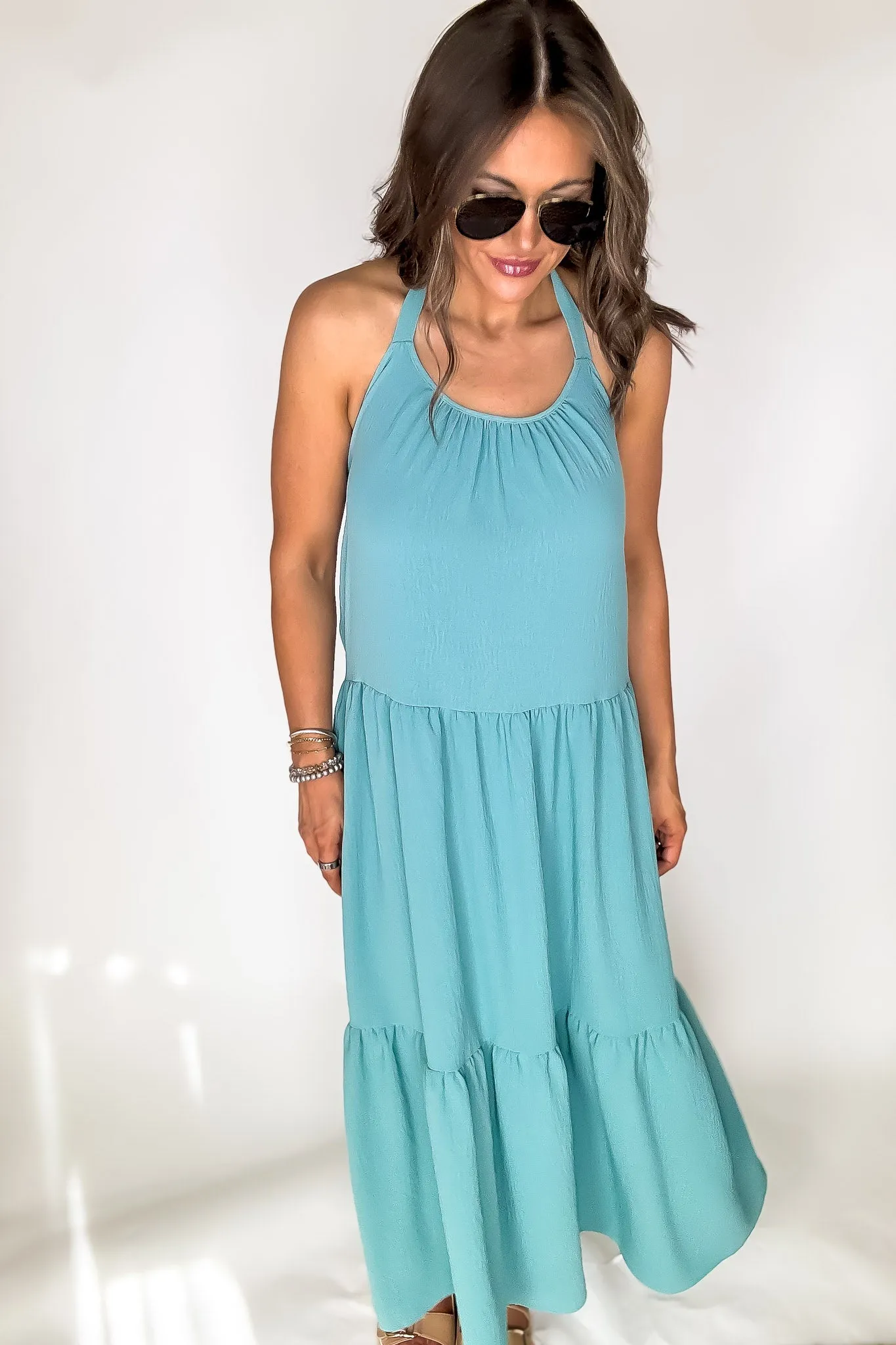 Simply Awesome Teal Halter Maxi