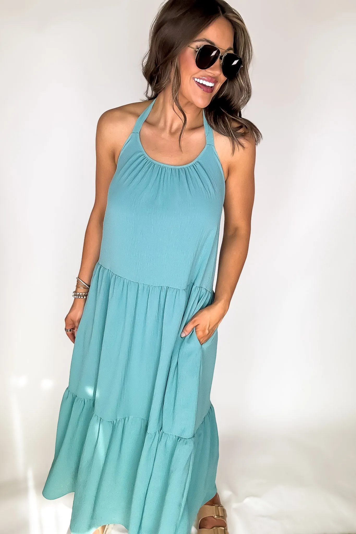 Simply Awesome Teal Halter Maxi