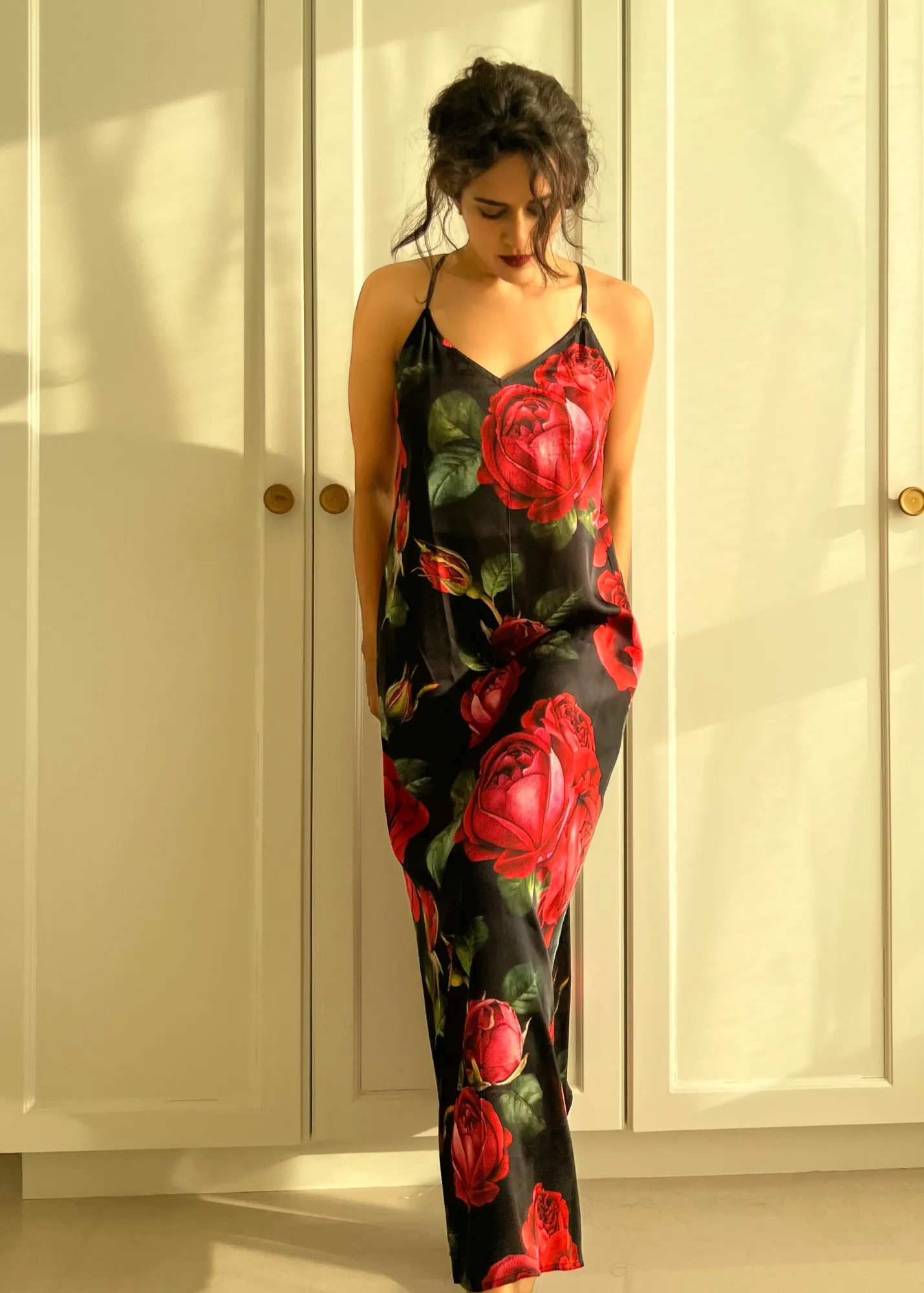 Slip Dress  - Red Roses