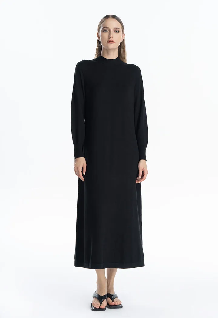 Solid Knitted Maxi Winter Dress