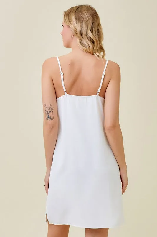 V Neck Slip in white